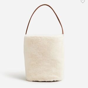 J. Crew Collection Bucket Bag in Leather and Shearling Top Rated Cream BV893